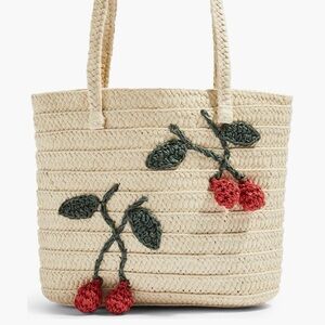 Topshop Fruity Cherry Woven Straw Mini Tote